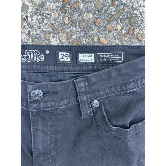 Miss Me Jeans Womens 28 Easy Skinny Mid Rise Black Wash Denim Stretch Fits 29x30 - Picture 4 of 5